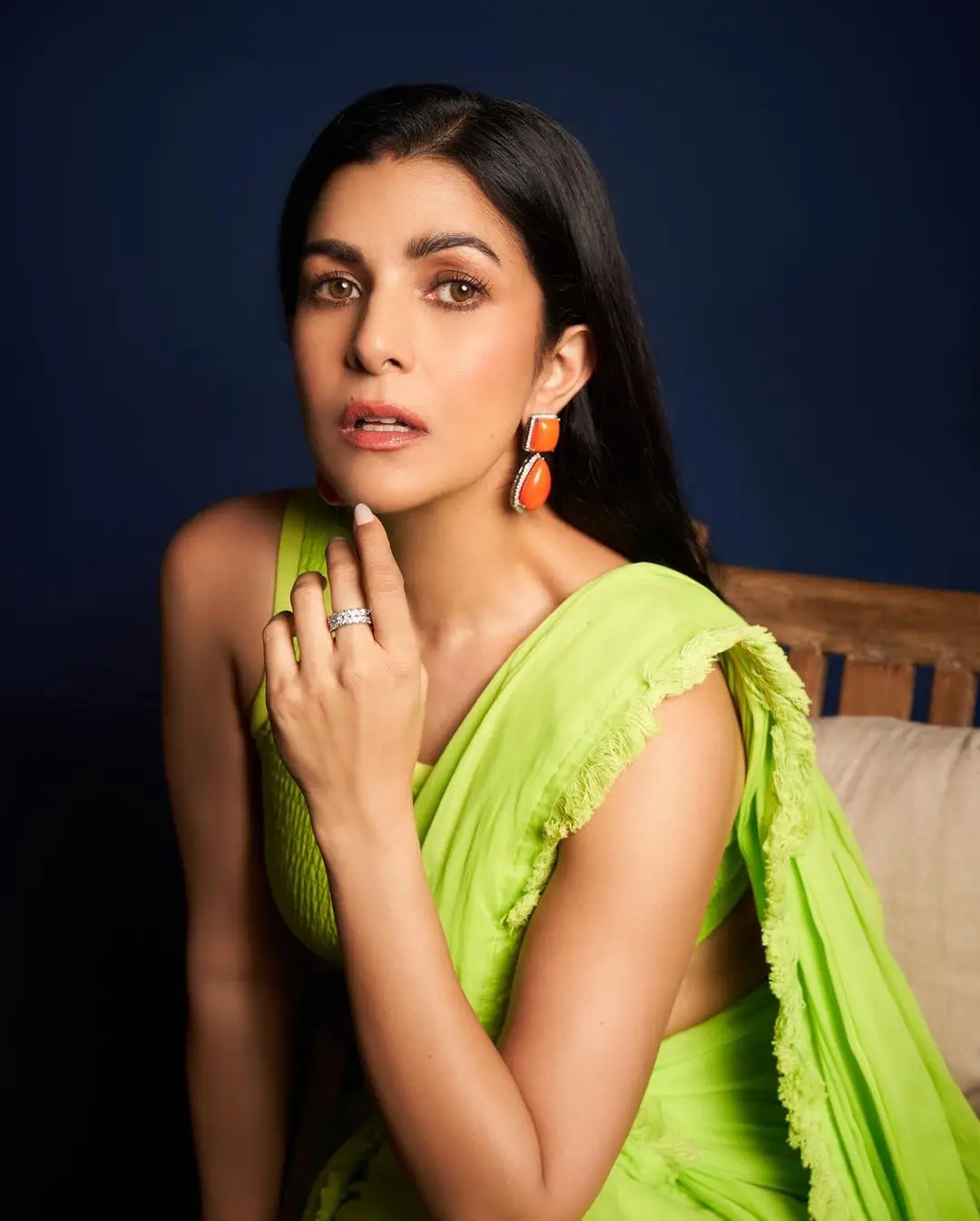 Bollywood Actress Nimrat Kaur Stills In Green Saree